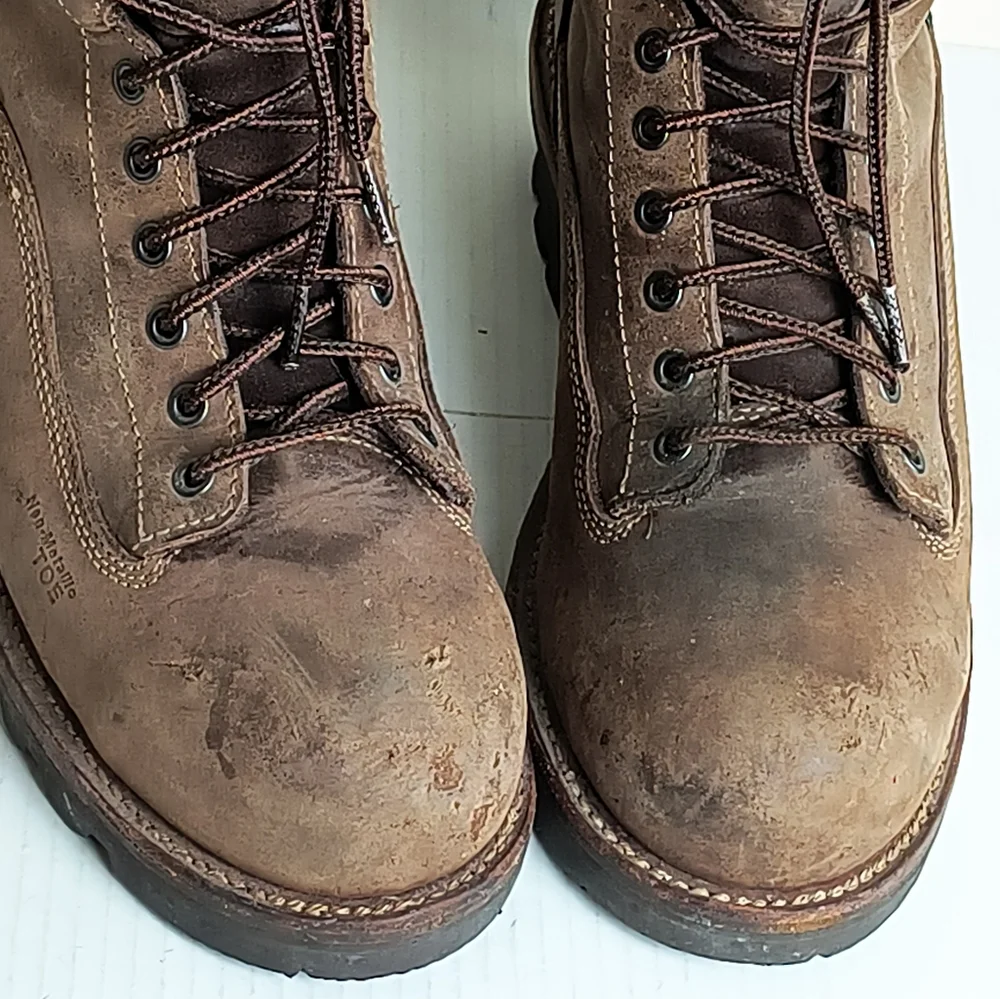 Carolina Birch 8.5 Brown High-Top Leather Combat Boots Durable Soles - Vibram
